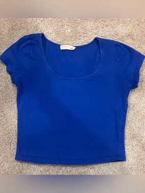 Women's Hatopants Royal Blue Scoop Neck Crop Top Sz. Small